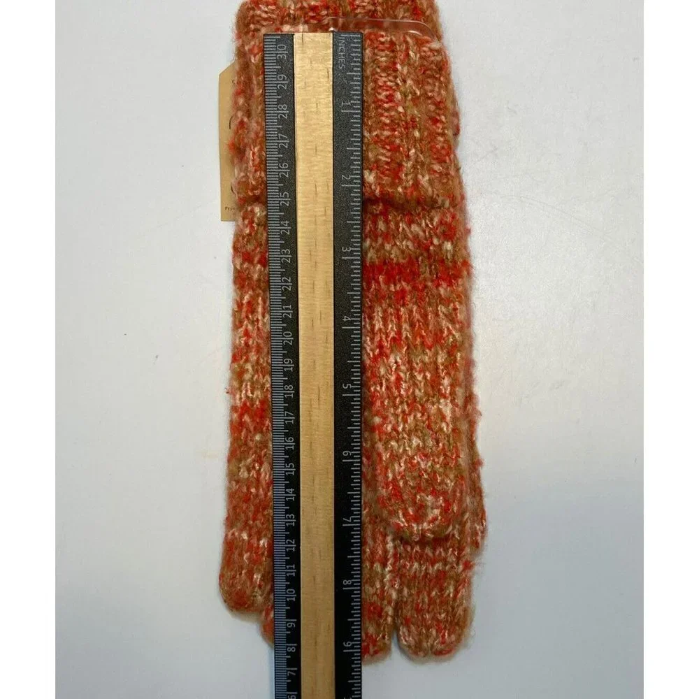 Frye & Co NWT Scarlet Space Dye Beanie & Matching Gloves w/Cuff  Coral Tan Cream - Picture 8 of 12